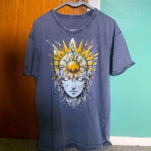 Denim Styled Cotton T-Shirt | Sun God | Apollo | Size: Medium (But runs large!)